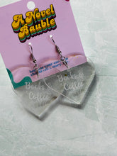 Load image into Gallery viewer, Books &amp; Coffee Earrings | Clear Heart Book Lover Jewelry
