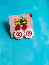 Load image into Gallery viewer, Narutomaki Drop Earrings | Ramen Fishcake Dangle Earrings
