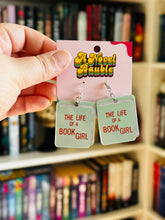 Load image into Gallery viewer, The Life of a Book Girl Teal Book Earrings | Pop Culture Bookish Jewelry
