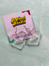 Load image into Gallery viewer, Well-Read Woman Clear Heart Earrings | Feminist Bookish Jewelry Gift
