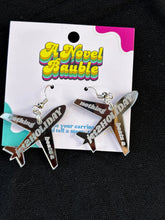 Load image into Gallery viewer, Silver Mirror Plane Earrings | Cheeky Travel Lover Jewelry
