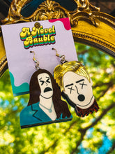 Load image into Gallery viewer, Funny Vampire Emoji Earrings | Sparkly Acrylic Meme Bookish Jewelry
