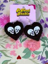 Load image into Gallery viewer, Skulls in Love Earrings | White Skull Heart Frame Gothic Valentine's Jewelry
