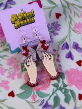 Load image into Gallery viewer, Victorian Love Letters Earrings | Pearlescent Envelope Hand Valentine's Jewelry
