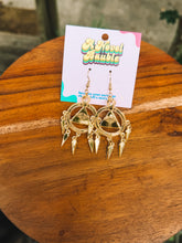 Load image into Gallery viewer, Golden Artifact Ring Earrings | Gold Mirror Acrylic Ancient Artifact Drop Earrings
