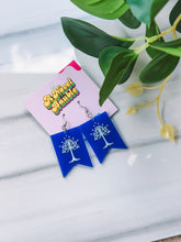 Load image into Gallery viewer, Epic Fantasy Banner Earrings | Blue White Tree Kingdom Jewelry
