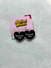 Load image into Gallery viewer, Romantasy Girly Black Heart Earrings | Fantasy Romance Bookish Jewelry
