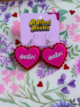 Load image into Gallery viewer, Darlin' Hearts Earrings | Red Scalloped Valentine's Day Jewelry
