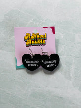 Load image into Gallery viewer, Romantasy Reader Black Heart Earrings | Bookish Jewelry for Fantasy Romance Fans

