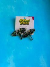 Load image into Gallery viewer, Black Glitter Dragon Earrings | Sparkle Fantasy Jewelry
