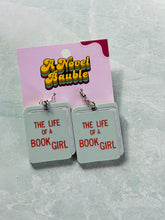 Load image into Gallery viewer, The Life of a Book Girl Teal Book Earrings | Pop Culture Bookish Jewelry
