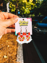 Load image into Gallery viewer, Red Forest Spirit Mask Earrings | Anime Woodland Jewelry Gift

