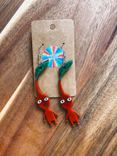 Load image into Gallery viewer, Red Garden Sprout Earrings | Layered Acrylic Gamer Pop Culture Jewelry
