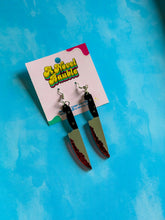 Load image into Gallery viewer, Bloody Butcher Knife Earrings | Sparkle Horror Drop Earrings
