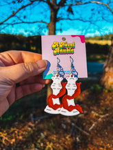 Load image into Gallery viewer, White Chess Piece Earrings | Red Ribbon Romantasy Bookish Jewelry
