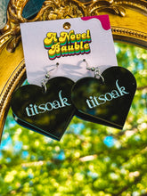 Load image into Gallery viewer, Black Heart Vampire Earrings | Glossy Goth Romance Bookish Jewelry
