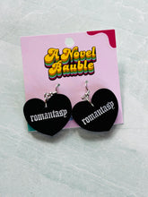 Load image into Gallery viewer, Romantasy Black Heart Earrings | Fantasy Romance Bookish Jewelry
