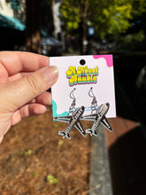 Load image into Gallery viewer, Silver Mirror Plane Earrings | Cheeky Travel Lover Jewelry
