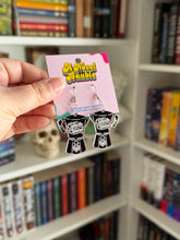 Load image into Gallery viewer, Cafecito y Chisme Earrings | Silver Mirror Acrylic Statement Drop Earrings
