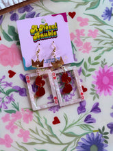 Load image into Gallery viewer, Queen of Hearts Earrings | Dangly Playing Card Valentine's Jewelry
