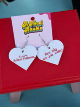 Load image into Gallery viewer, Why Are You White Earrings | Funny Vampire Romance Meme Jewelry
