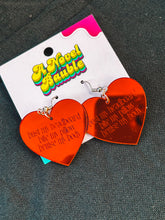 Load image into Gallery viewer, Red Mirror Heart Earrings | Spicy Vampire Romance Bookish Jewelry
