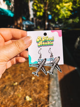 Load image into Gallery viewer, Silver Mirror Plane Earrings | Cheeky Travel Lover Jewelry
