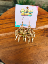 Load image into Gallery viewer, Golden Artifact Ring Earrings | Gold Mirror Acrylic Ancient Artifact Drop Earrings
