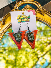 Load image into Gallery viewer, Red V Crest Earrings | Gothic Vampire Royal Bookish Jewelry
