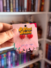 Load image into Gallery viewer, Mice in Love Earrings | Clear Circle Engraved Mouse Couple Valentine's Jewelry
