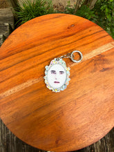 Load image into Gallery viewer, Eggward Vampire Meme Keychain | Silver Glitter Bookish Accessory
