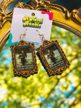 Load image into Gallery viewer, Small-Town Vampire Earrings | Wooden Frame Meme Bookish Jewelry
