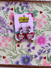 Load image into Gallery viewer, Silly for You Goose Earrings | White Geese Red Heart Valentine's Jewelry
