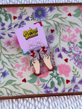 Load image into Gallery viewer, Victorian Love Letters Earrings | Pearlescent Envelope Hand Valentine's Jewelry
