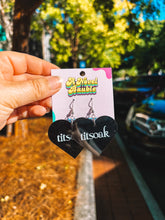 Load image into Gallery viewer, Black Heart Vampire Earrings | Glossy Goth Romance Bookish Jewelry
