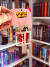 Load image into Gallery viewer, Queen of Hearts Earrings | Dangly Playing Card Valentine's Jewelry
