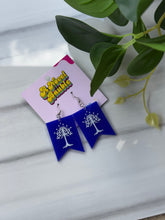 Load image into Gallery viewer, Epic Fantasy Banner Earrings | Blue White Tree Kingdom Jewelry
