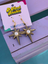 Load image into Gallery viewer, Gold Star Earrings with Pearl | Fantasy Elven Celestial Jewelry Gift
