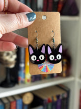 Load image into Gallery viewer, Delivery Cat Earrings | Layered Acrylic Anime Jewelry
