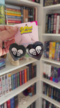 Load and play video in Gallery viewer, Skulls in Love Earrings | White Skull Heart Frame Gothic Valentine's Jewelry
