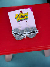 Load image into Gallery viewer, Rattie Heart Earrings | Silver Glitter Fandom Meme Jewelry
