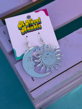 Load image into Gallery viewer, Mismatched Sun &amp; Moon Earrings | Gold Celestial Astrology Jewelry
